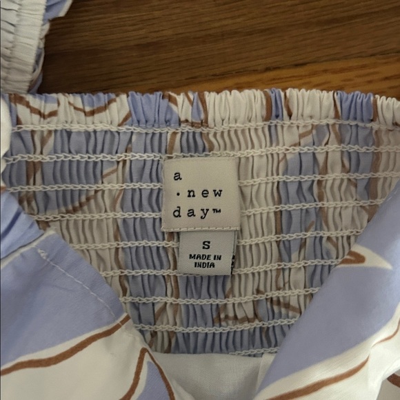 NWT A New Day Blue and White Smocked Dress - Picture 2 of 6